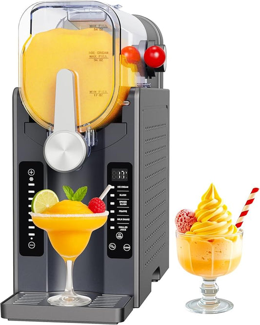 All-in-One Slushy Maker for Home No Ice Needed • Real-Time Temp Display • Auto-Clean 6 Presets • Makes Frozen Margaritas, Cocktails, Frappés, Ice Cream, Smoothies, Milkshakes • Perfect for Summer Parties