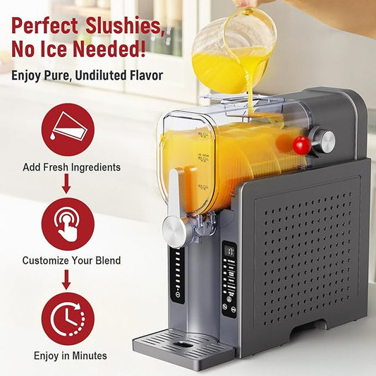 All-in-One Slushy Maker for Home No Ice Needed • Real-Time Temp Display • Auto-Clean 6 Presets • Makes Frozen Margaritas, Cocktails, Frappés, Ice Cream, Smoothies, Milkshakes • Perfect for Summer Parties